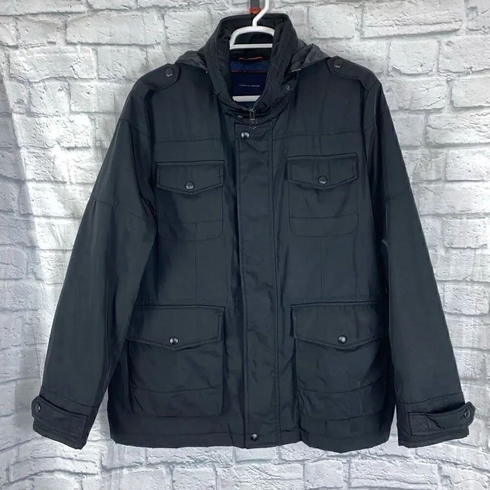 Tommy Hilfiger hard shellโwinter coat w/quilted lining black sz menโXXL